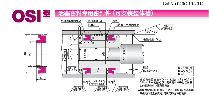 OSI型活塞密封专用密封件（可安装整体槽）